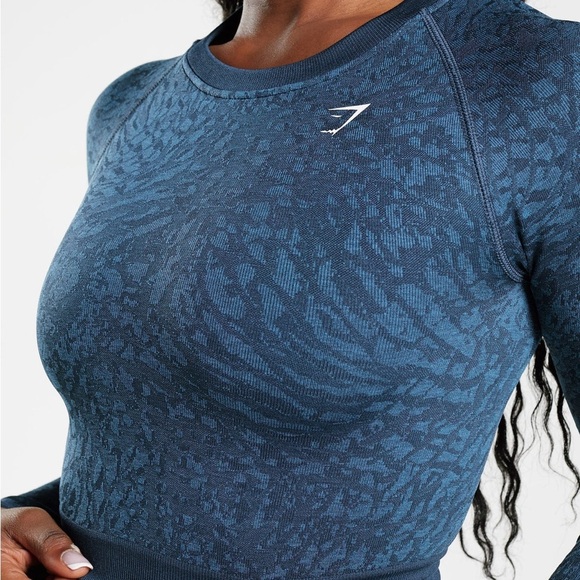 Gymshark Adapt Animal Seamless Lace Up Back Crop Top - Picture 2 of 8